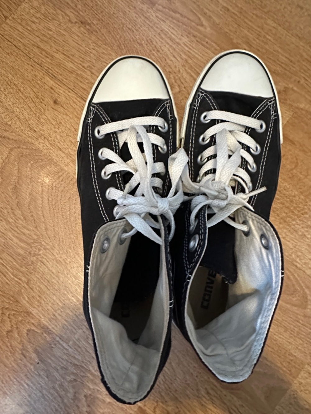 Converse Black High Top Canvas Sneakers with White Trim - Picture 3 of 16